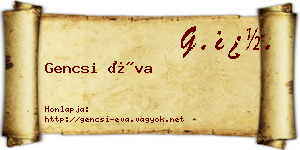 Gencsi Éva névjegykártya